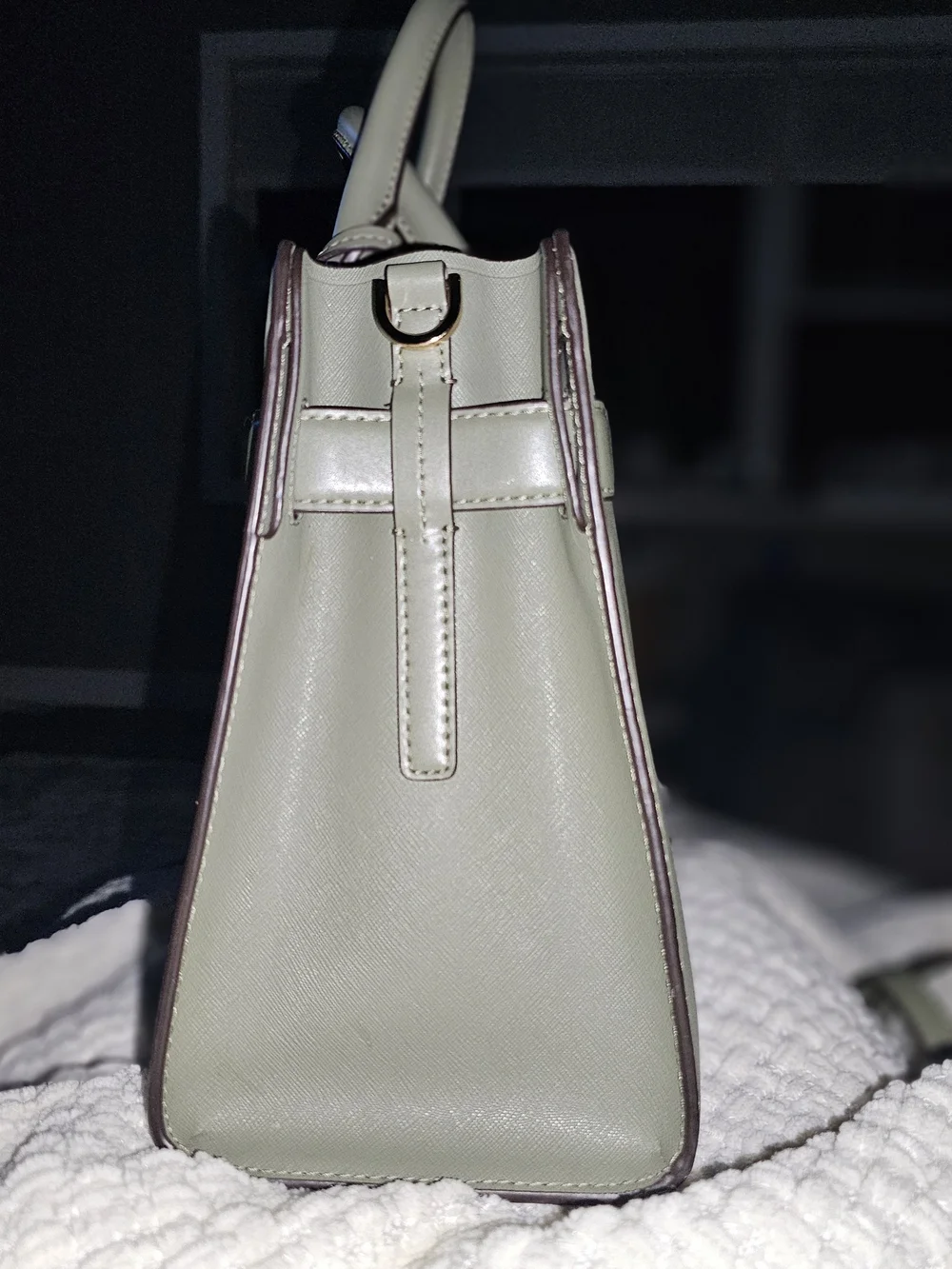 Michael Kors Mint Leather Shoulder Bag with Gold-Tone Hardware